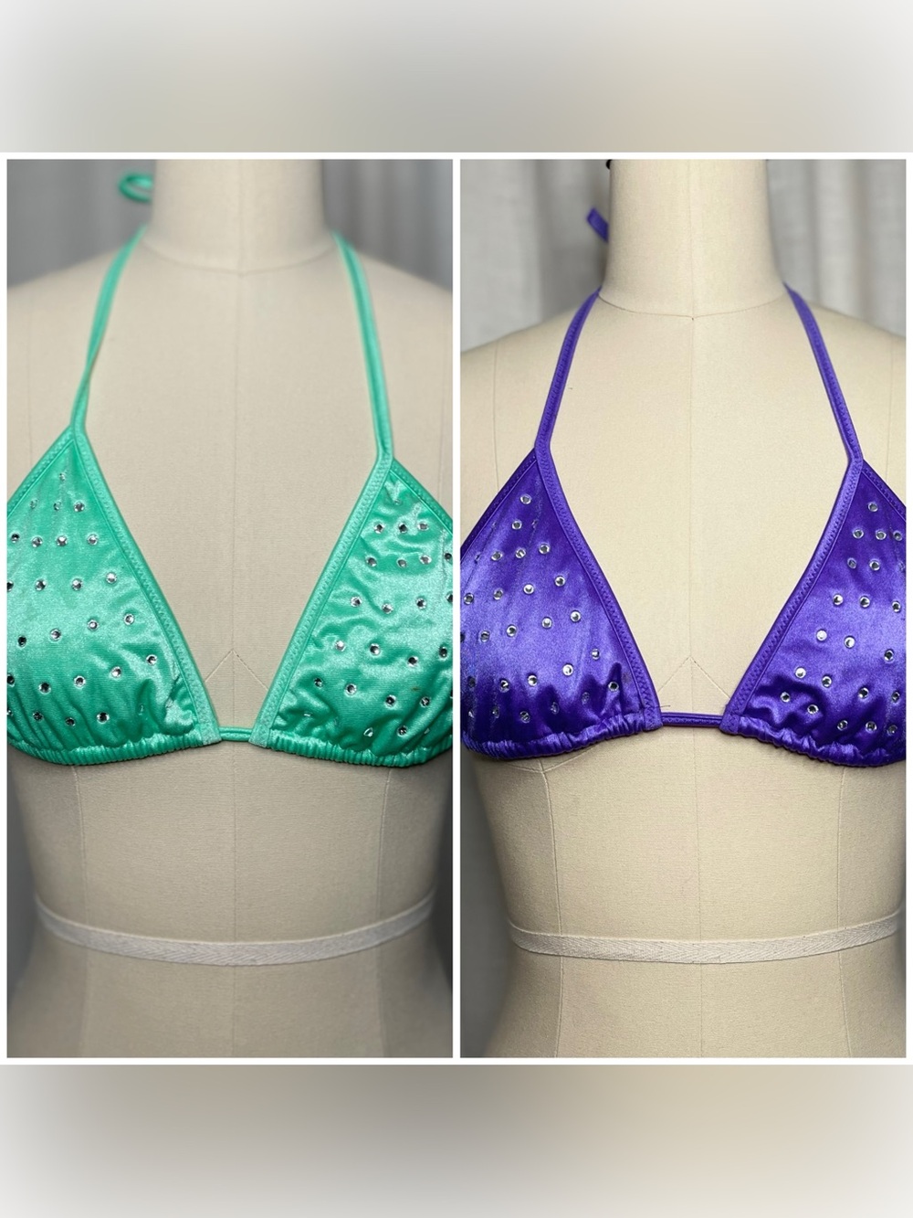 💞BUNDLE of 2 Embellished Bikini Tops Rhinestone Club Dancer Rave Festival Size S